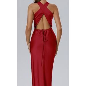 AW BRIDAL 4 S deep claret red Teigne wedding guest bridesmaid maxi dress NEW b51